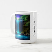  waterval bij nacht mystiek gepersonaliseerd koffiemok (Voorkant links)
