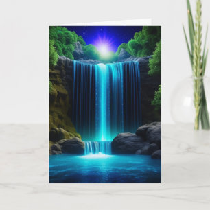 waterval bij nacht Vreedzame Verjaardag Kaart