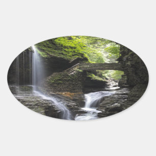 Waterval bij Watkins Glen, NY Ovale Sticker