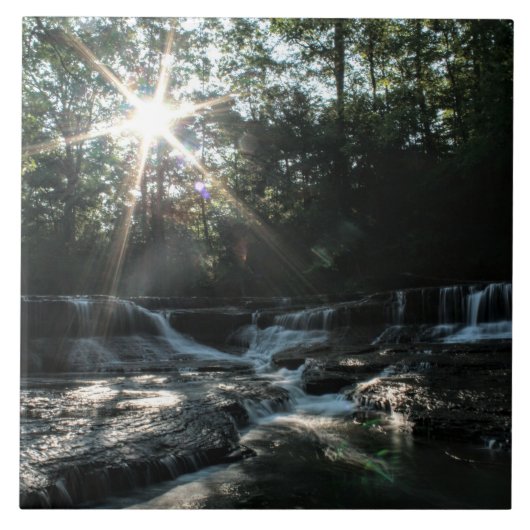 Waterval bij zonsopgang tegeltje (Voorkant)