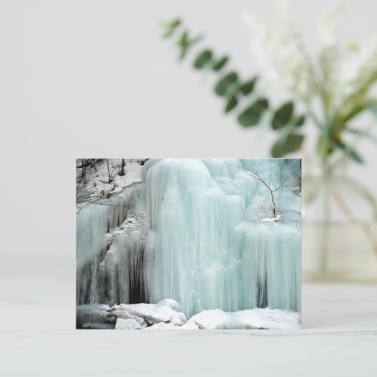 Waterval, blauw, bevroren briefkaart (Staand voorkant)