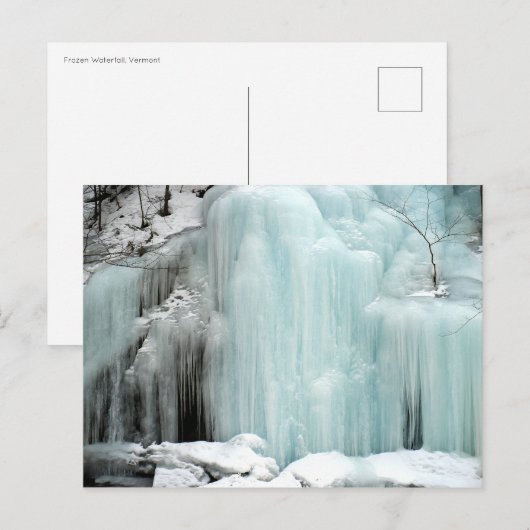 Waterval, blauw, bevroren briefkaart (Voorkant / Achterkant)