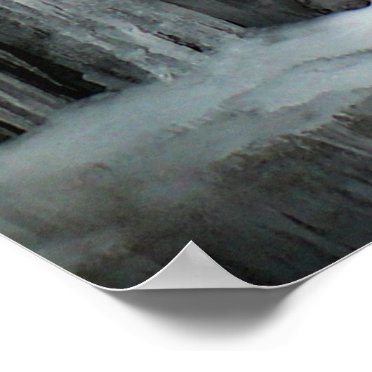 Waterval, blauw, bevroren poster (Hoek)