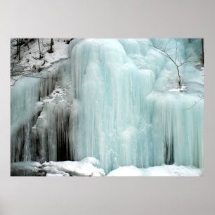 Waterval, blauw, bevroren poster