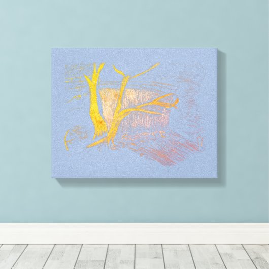 Waterval Blauw/Grijs Canvas Print (Insitu (Houten vloer))