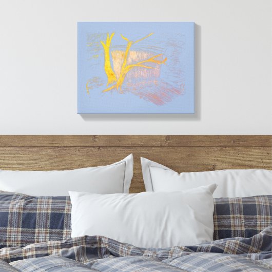 Waterval Blauw/Grijs Canvas Print (Insitu (Slaapkamer))