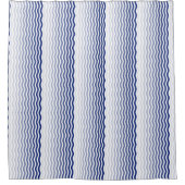 'Waterval' Blauwe en witte verticale golvende lijn Douchegordijn (Voorkant)