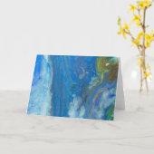 Waterval Blue Green Abstracte acrylvezel Kaart (Gele Bloem)