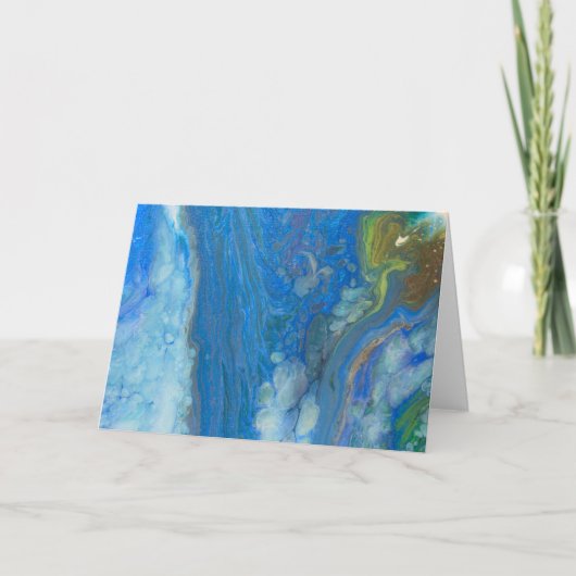 Waterval Blue Green Abstracte acrylvezel Kaart (Voorkant)