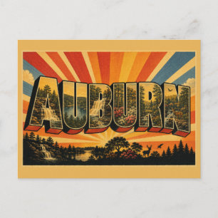Waterval bos vintage kunst Auburn Alabama Briefkaart