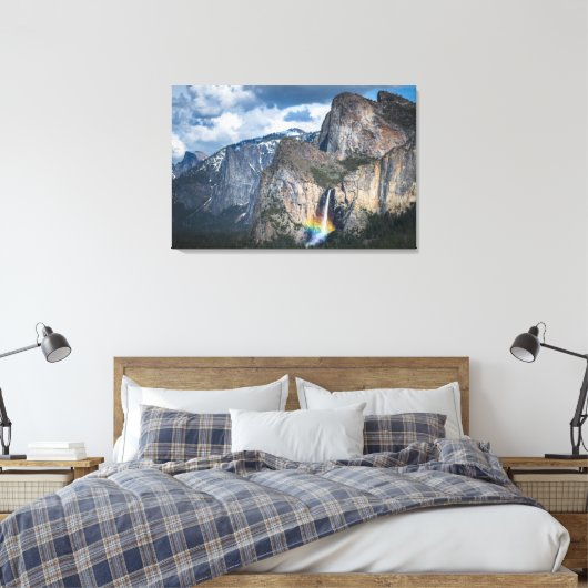 Waterval | Bridal Veil Herfsten Yosemite Californi Canvas Afdruk (Insitu (Slaapkamer))