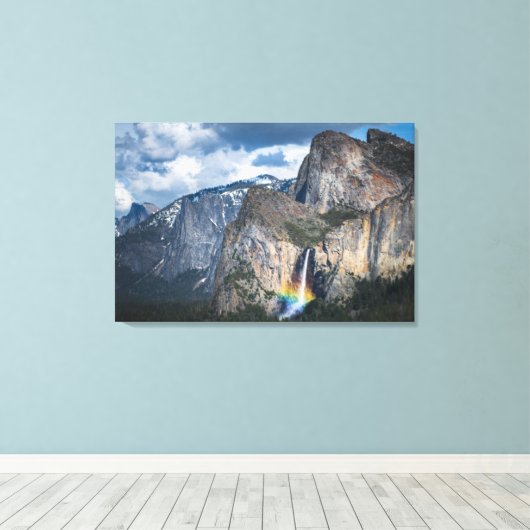 Waterval | Bridal Veil Herfsten Yosemite Californi Canvas Afdruk (Insitu (Houten vloer))