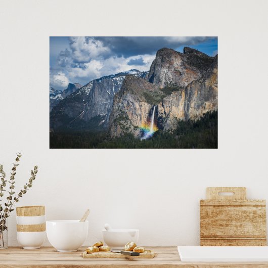 Waterval | Bridal Veil Herfsten Yosemite Californi Poster (Keuken)