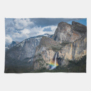 Waterval Bridal Veil Herfsten Yosemite Californi Theedoek