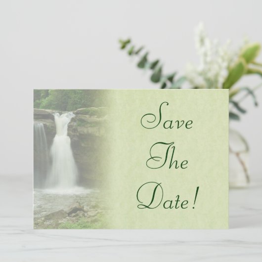Waterval Bruiloft Save The Date Kaart (Staand voorkant)