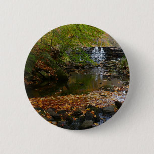 Waterval en beek in Pennsylvania in de herfst Ronde Button 5,7 Cm