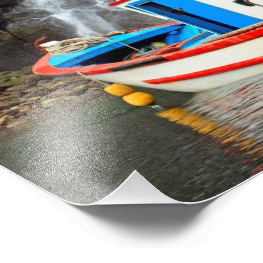 Waterval en boot foto afdruk (Hoek)