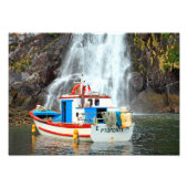 Waterval en boot foto afdruk (Voorkant)