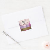 Waterval en Cherry Trees rond een Lake Business Vierkante Sticker (Envelop)