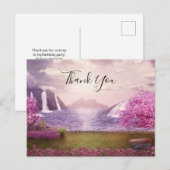 Waterval en Cherry Trees rond een meer Dank je Briefkaart (Voorkant / Achterkant)