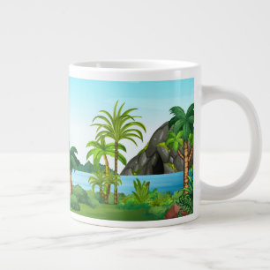 Waterval en grotlandschap grote koffiekop
