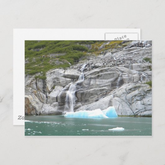 Waterval en Iceberg Alaska Inside Passage Briefkaart (Voorkant / Achterkant)