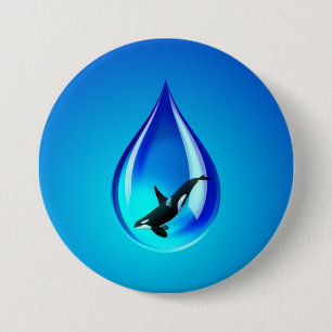 Waterval en orca ronde button 7,6 cm