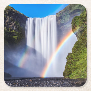 Waterval en regenboog kartonnen onderzetters