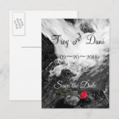 Waterval en Roos - Save the Date Aankondigingskaart (Voorkant / Achterkant)