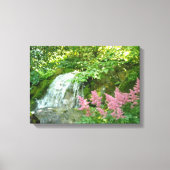 Waterval en Roze Astilbe Canvas Afdruk (Voorkant)