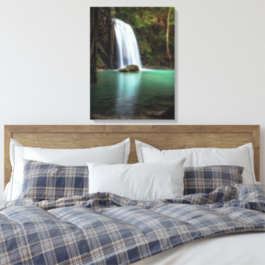 Waterval | Erawan Waterfall, Thailand Canvas Afdruk (Insitu (Slaapkamer))