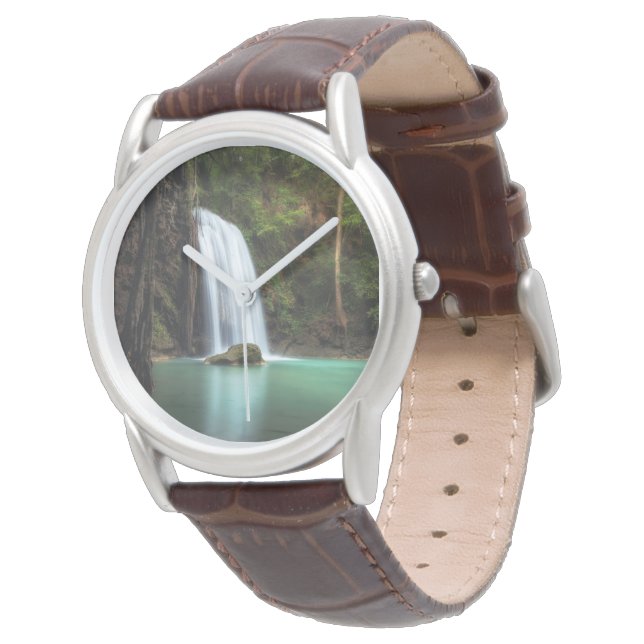 Waterval | Erawan Waterfall, Thailand Horloge (Gekanteld)
