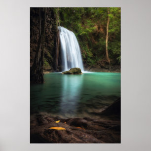 Waterval   Erawan Waterfall, Thailand Poster