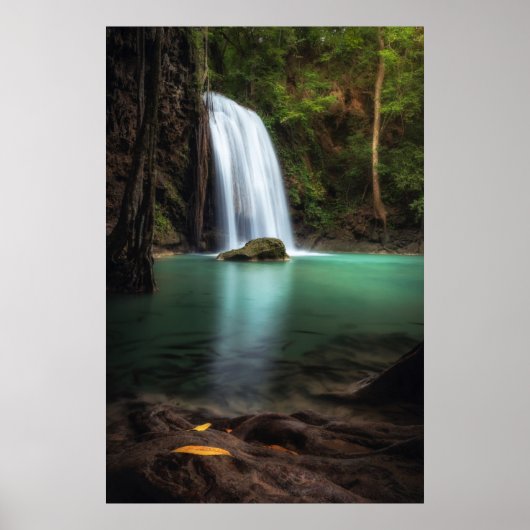 Waterval | Erawan Waterfall, Thailand Poster (Voorkant)