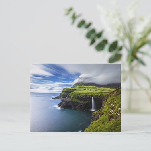 Waterval | Faeröer, Denemarken Briefkaart (Staand voorkant)