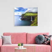 Waterval | Faeröer, Denemarken Canvas Afdruk (Insitu (Woonkamer))