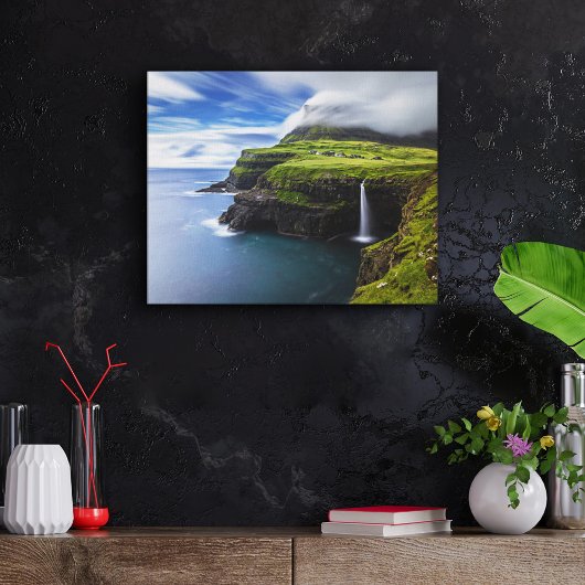 Waterval | Faeröer, Denemarken Canvas Afdruk
