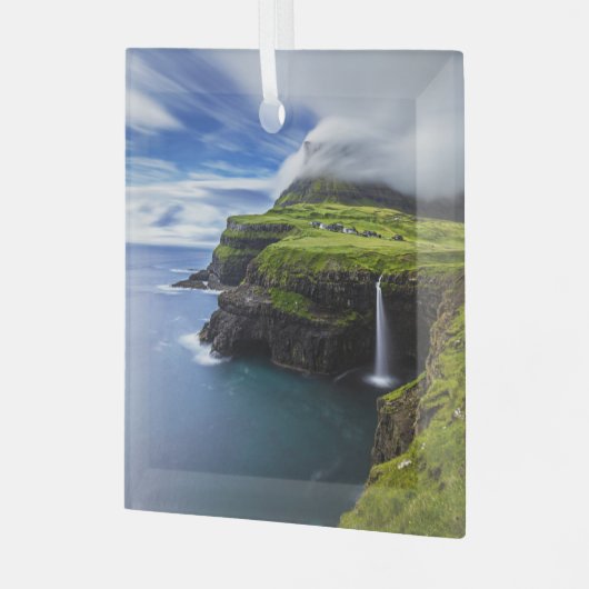 Waterval | Faeröer, Denemarken Glas Ornament (Voorkant links)