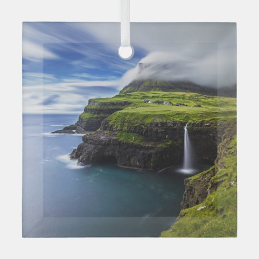 Waterval | Faeröer, Denemarken Glas Ornament (Voorkant)
