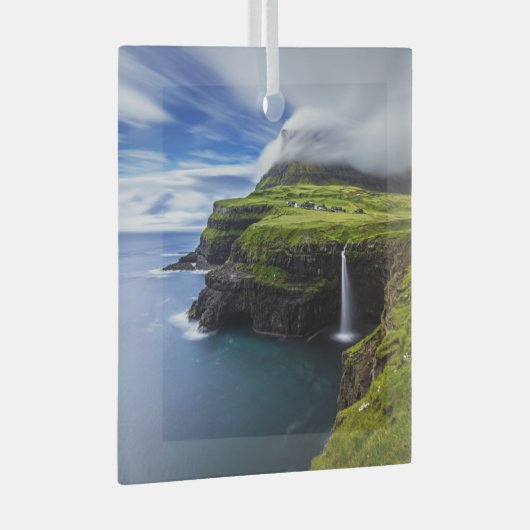 Waterval | Faeröer, Denemarken Glas Ornament (Voorkant Rechts)
