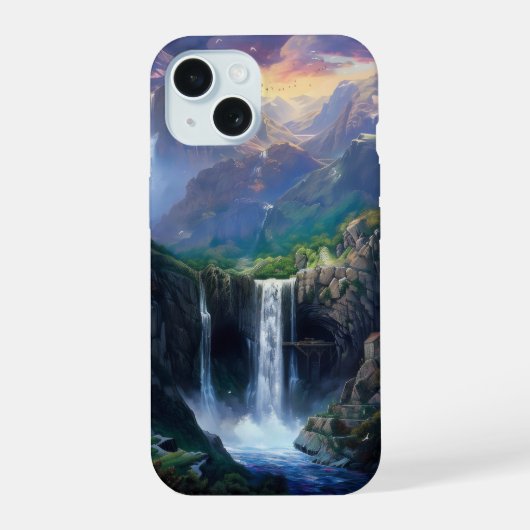 Waterval Fantasie Wereld iPhone 15 Case (Achterkant)