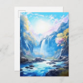 Waterval Fantasy Enchanted Landscape Briefkaart (Voorkant / Achterkant)