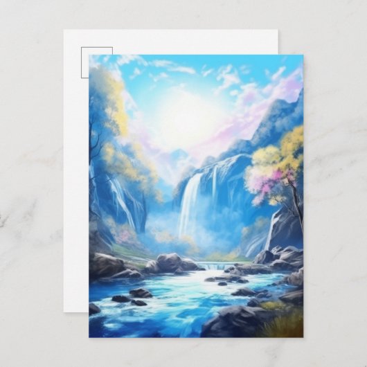 Waterval Fantasy Enchanted Landscape Briefkaart (Voorkant / Achterkant)