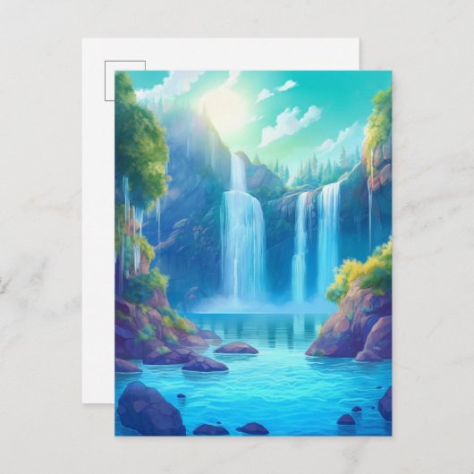 Waterval Fantasy Enchanted Landscape Briefkaart (Voorkant / Achterkant)
