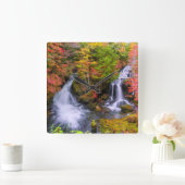 Waterval | Faucet Waterfall Nikko Japan Herfst Vierkante Klok (Huis)