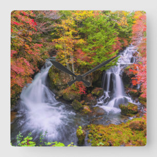 Waterval   Faucet Waterfall Nikko Japan Herfst Vierkante Klok