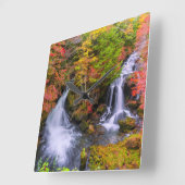 Waterval | Faucet Waterfall Nikko Japan Herfst Vierkante Klok (Hoek)