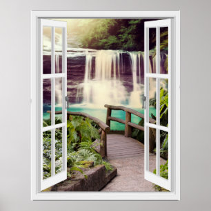 Waterval Faux Uitzicht Poster