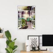 Waterval Faux Uitzicht Poster (Thuiskantoor)