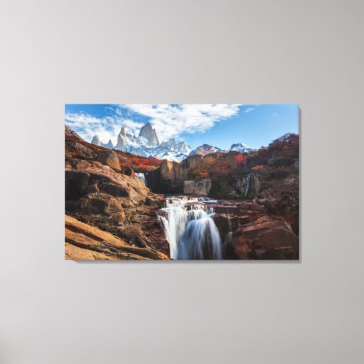 Waterval | Fitz Roy Mountain, Argentinië Canvas Afdruk (Voorkant)